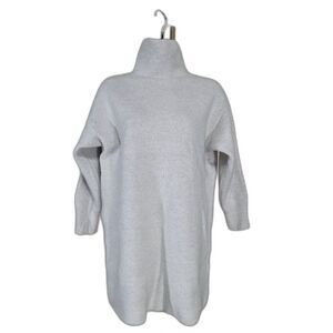 Babaton Turtleneck Sweater Dress w/ S petite Beige 100% Merino Wool Ribbed Knit